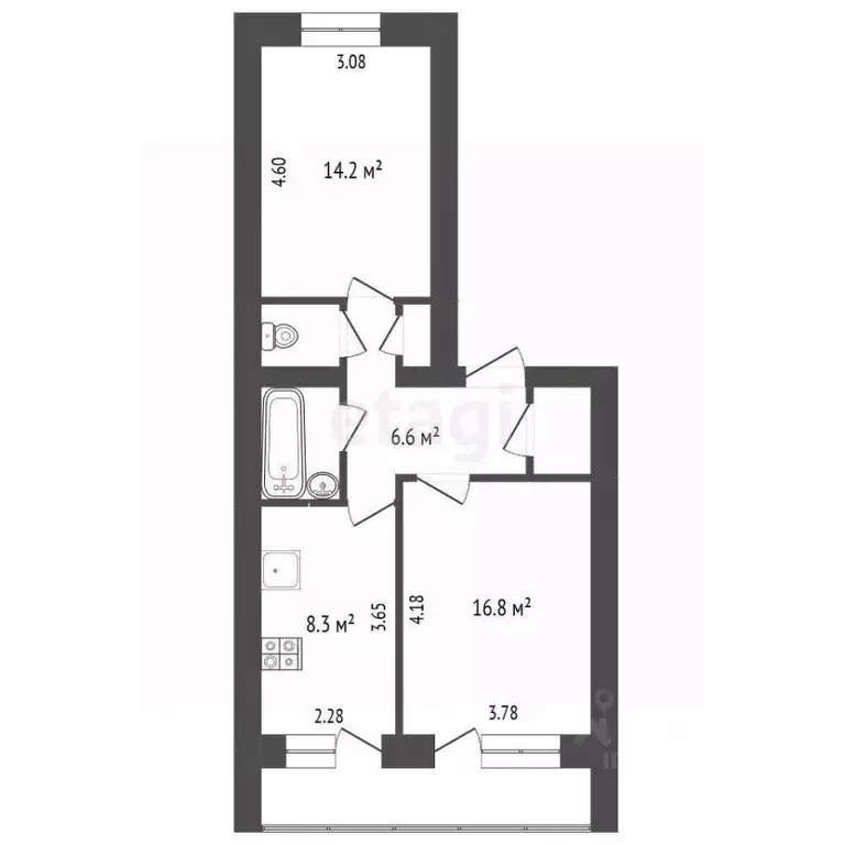 2-к кв. Калужская область, Малоярославец ул. Щорса, 5 (55.0 м) - Фото 1