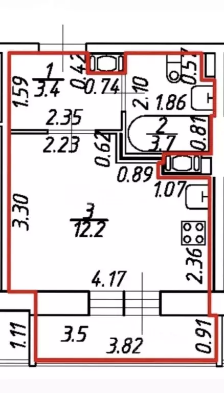 Студия Санкт-Петербург пос. Парголово, Заречная ул., 38к2 (19.3 м) - Фото 2