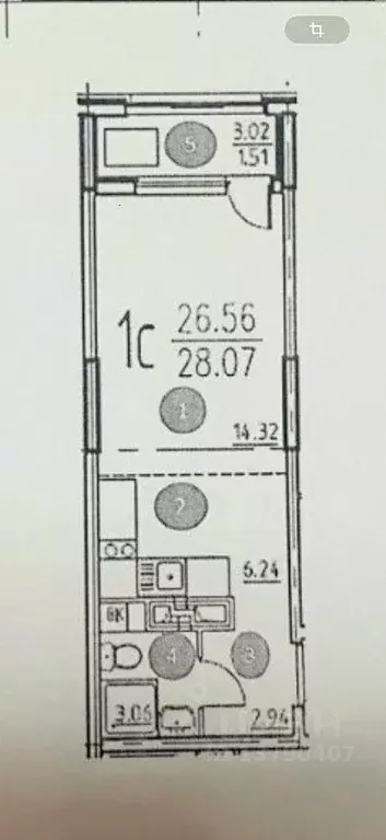 Студия Пензенская область, Пенза просп. Победы, 96Е (26.3 м) - Фото 1