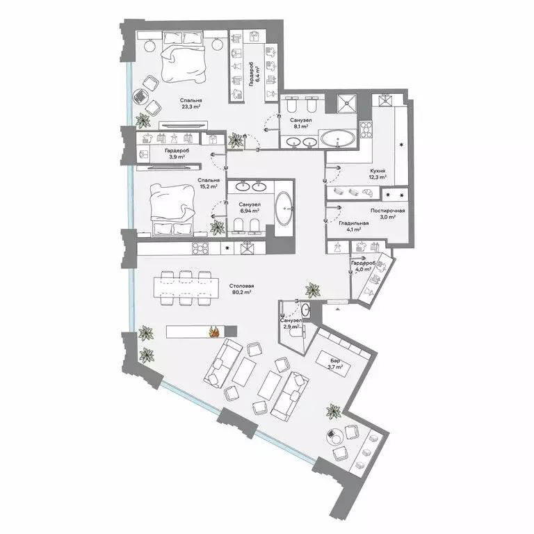 3-комнатная квартира: Москва, Ленинский проспект, 2 (173.3 м) - Фото 1