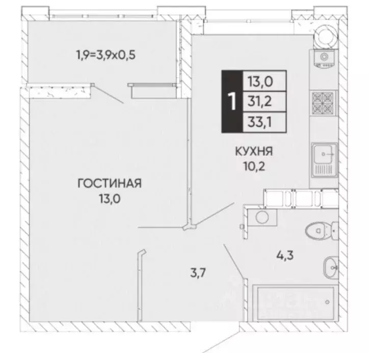 1-к кв. Ростовская область, Ростов-на-Дону Левобережная ул., 6/6с1 ... - Фото 1