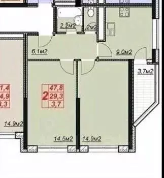 2-к кв. Краснодарский край, Анапа Крестьянская ул., 27к6 (52.0 м) - Фото 2