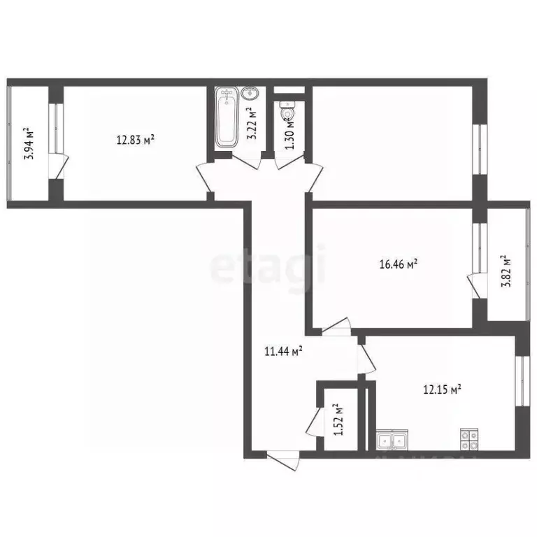 3-к кв. Тюменская область, Тюмень ул. Беляева, 29к1 (82.8 м) - Фото 1