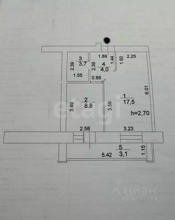 1-к кв. Татарстан, Казань Меридианная ул., 24 (33.0 м) - Фото 2