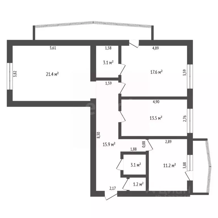 3-к кв. Амурская область, Благовещенск ул. Горького, 172/1 (91.0 м) - Фото 2