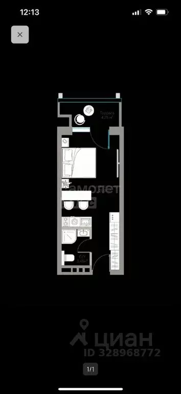 Студия Крым, Саки ул. Морская, 13В (29.4 м) - Фото 2