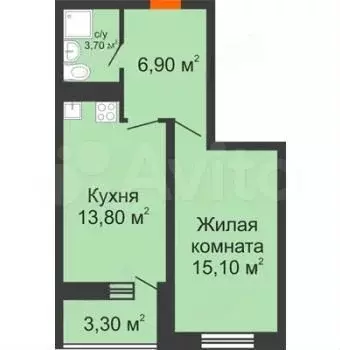 2-к. квартира, 42,8 м, 23/25 эт. - Фото 0