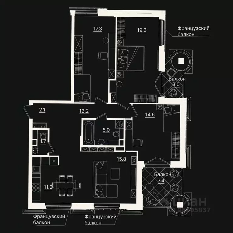 3-к кв. Тюменская область, Тюмень ул. Щербакова, 2к3 (109.9 м) - Фото 0