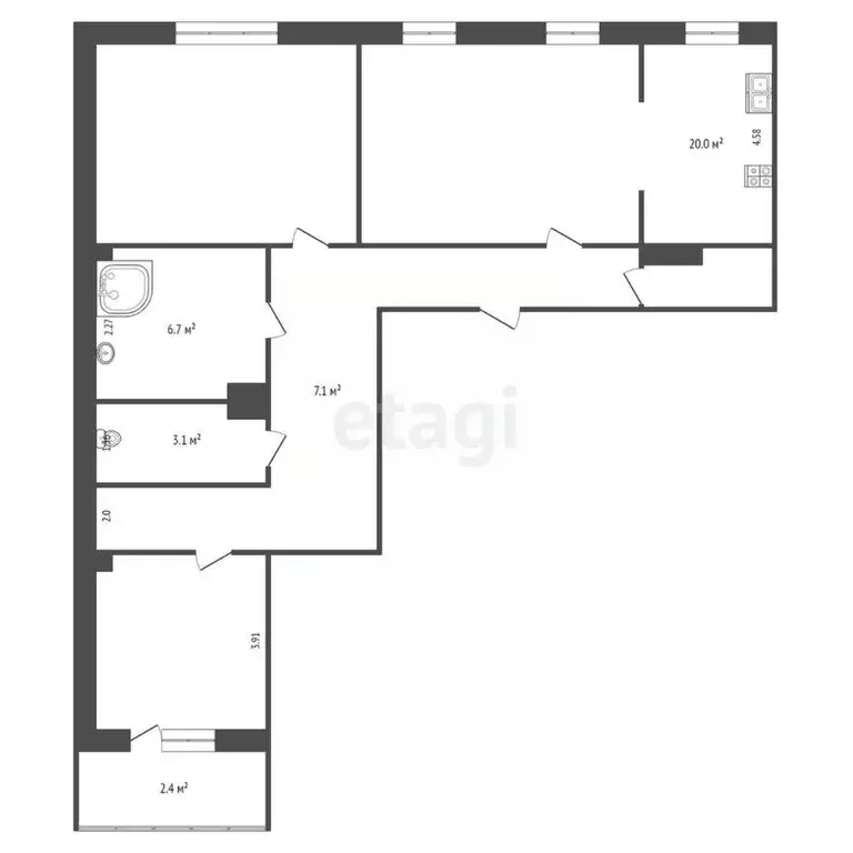 3-к кв. Омская область, Омск просп. Комарова, 22к1 (115.0 м) - Фото 1