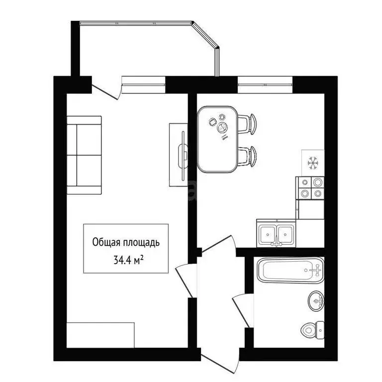 1-комнатная квартира: Искитим, Советская улица, 291 (34.3 м) - Фото 1