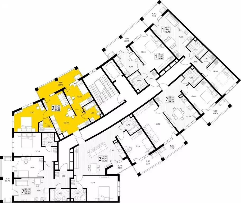 2-комнатная квартира: Сукко, жилой комплекс Кипарис (53.6 м) - Фото 2