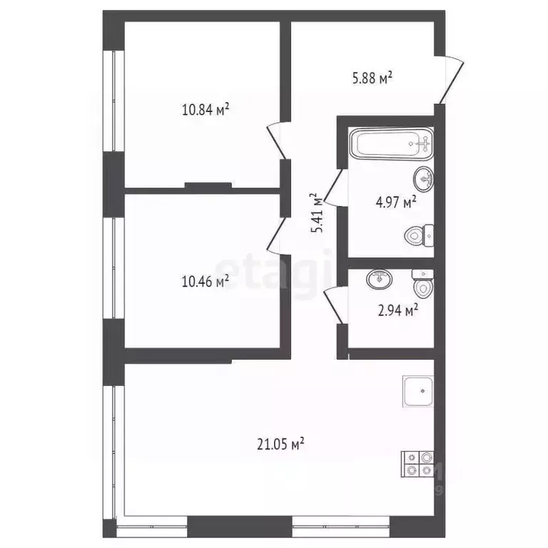 2-к кв. Тюменская область, Тюмень ул. Василия Подшибякина, 9 (59.8 м) - Фото 2