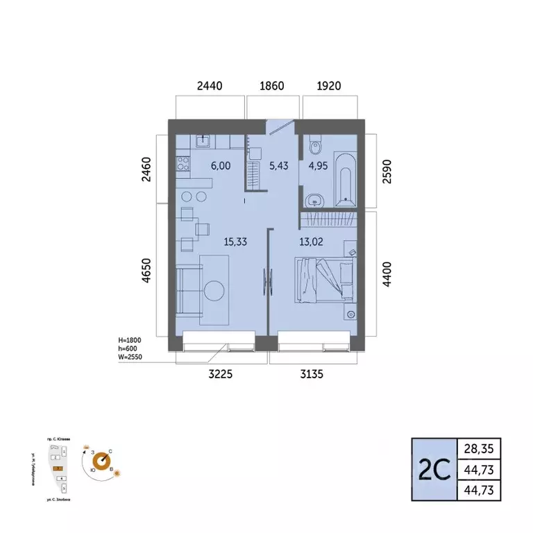 2-к кв. Башкортостан, Уфа Зеленая Роща жилрайон, Урбаника жилой ... - Фото 1