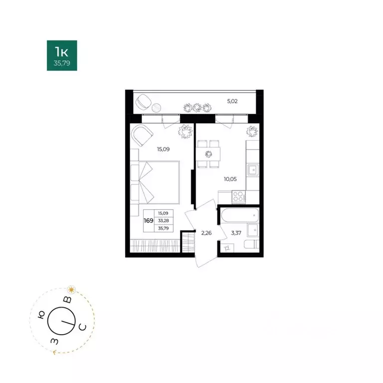 1-к кв. Ярославская область, Ярославль Северный жилрайон, 15-й мкр, 1 ... - Фото 1