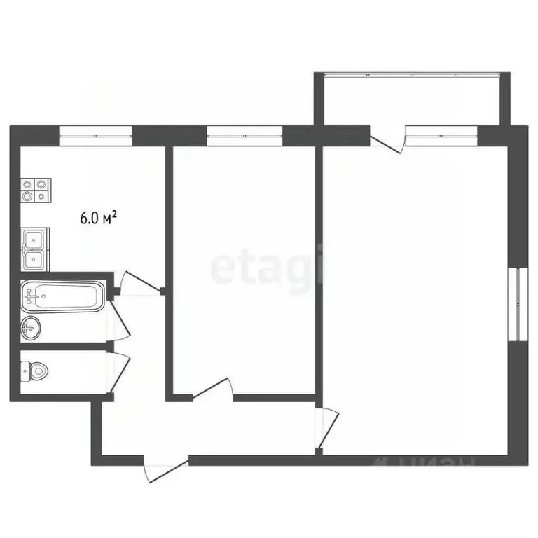 2-к кв. Кемеровская область, Кемерово Ленинградский просп., 31А (44.4 ... - Фото 2