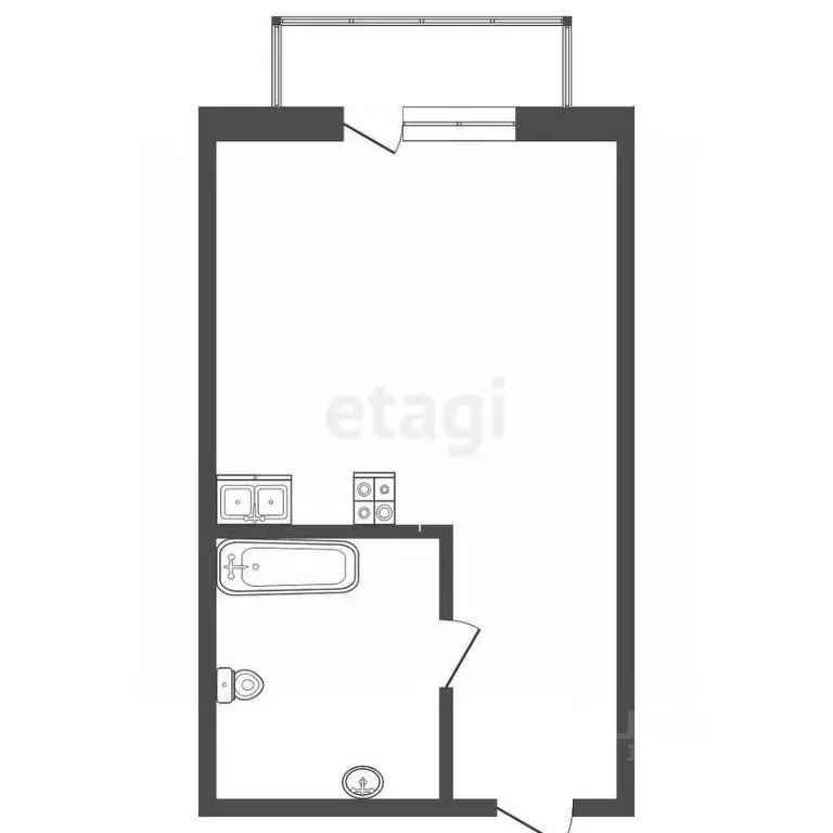 Студия Тюменская область, Тюмень Харьковская ул., 85а (22.5 м) - Фото 1