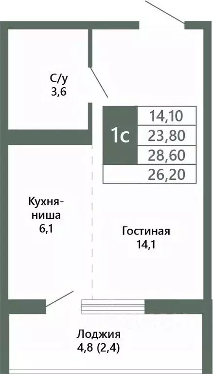 1-к кв. Кемеровская область, Кемерово 64-й мкр, Лучи жилой комплекс ... - Фото 1