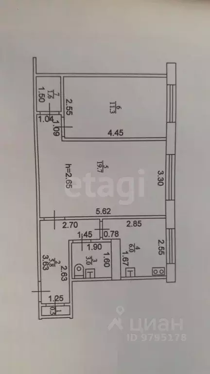 2-к кв. Татарстан, Казань ул. Гагарина, 51 (47.9 м) - Фото 1