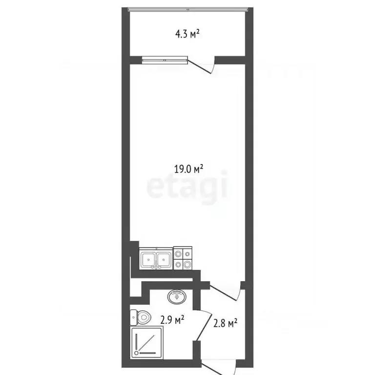 Студия Санкт-Петербург Союзный просп., 4 (24.2 м) - Фото 2