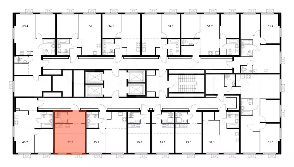 Квартира-студия, 27,2 м, 20/33 эт. - Фото 1