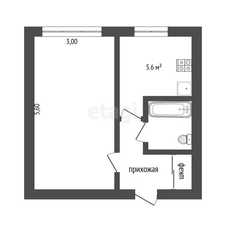 1-комнатная квартира: Петропавловск-Камчатский, улица Бохняка, 2 (31.7 ... - Фото 0