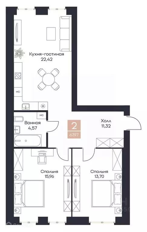 2-к кв. Рязанская область, Рязанский район, Полянское с/пос, с. Поляны ... - Фото 0