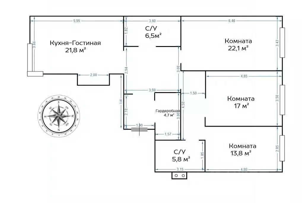 3-к кв. Москва Староалексеевская ул., 5А (115.0 м) - Фото 1