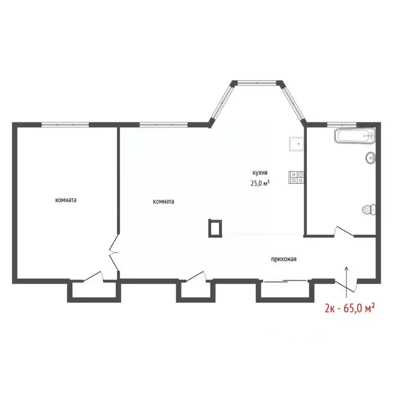 2-к кв. Свердловская область, Екатеринбург просп. Ленина, 69к8 (62.9 ... - Фото 2