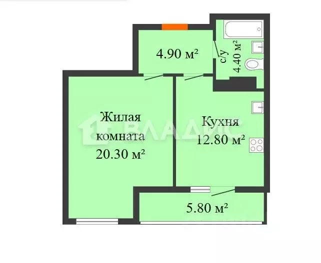 1-к кв. Воронежская область, Воронеж ул. 9 Января, 68/2к1 (42.0 м) - Фото 2