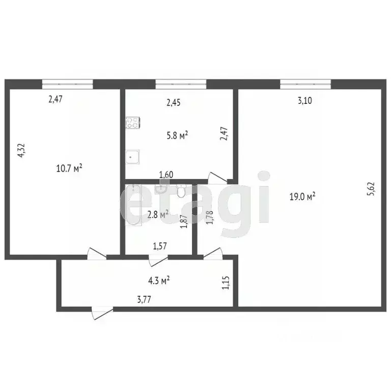 2-к кв. Тверская область, Тверь бул. Цанова, 5 (42.1 м) - Фото 2