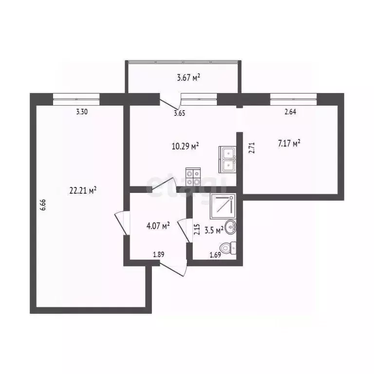 1-к кв. Ростовская область, Таганрог ул. Пархоменко, 58-2 (32.8 м) - Фото 2