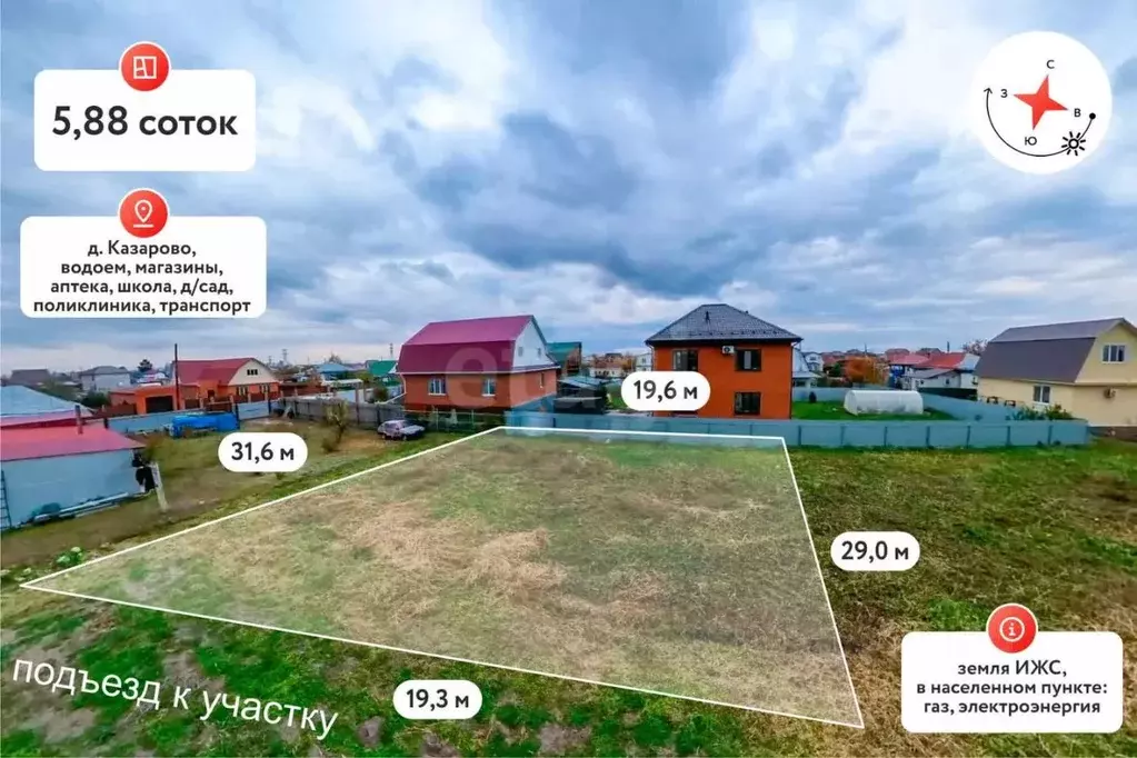 Участок в Тюменская область, Тюмень Казарово мкр,  (5.88 сот.) - Фото 1