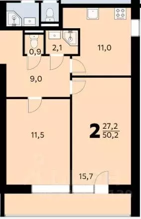 2-к кв. Москва Елецкая ул., 33К3 (50.2 м) - Фото 2