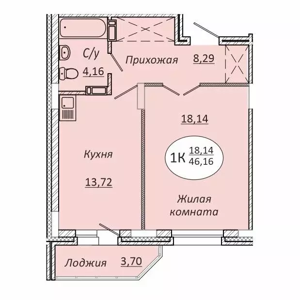 1-комнатная квартира: новосибирск, коммунстроевская улица, 146 (46.16 . - Фото 0