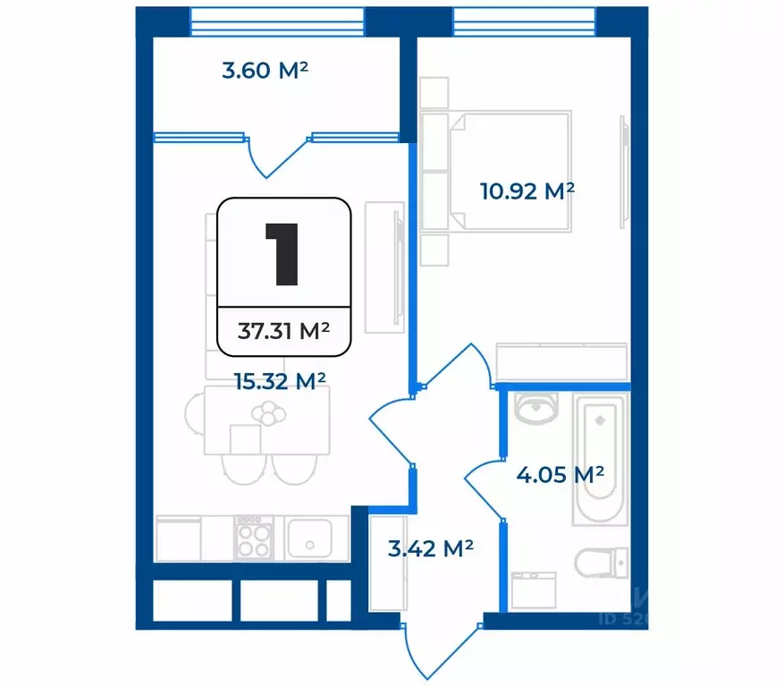 1-к кв. Рязанская область, Рязань Телецентр жилрайон,  (37.31 м) - Фото 1