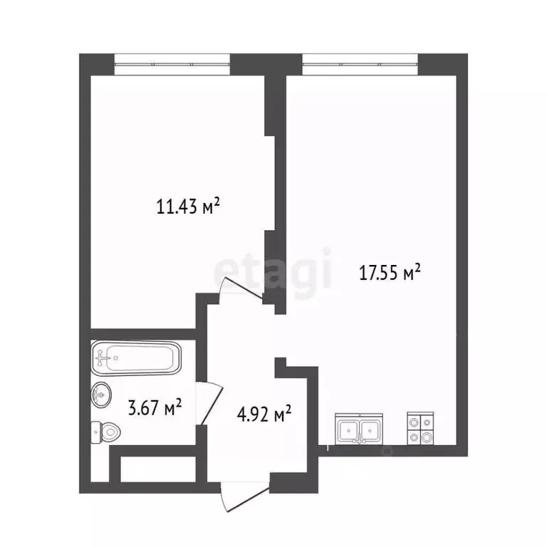 1-к кв. Тюменская область, Тюмень ул. Андрея Кореневского, 5 (37.6 м) - Фото 2