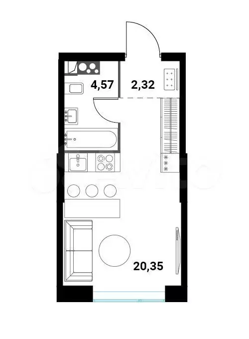 Квартира-студия, 27,6м, 9/28эт. - Фото 0