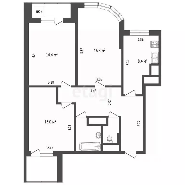 3-к кв. Москва ул. Обручева, 5А (71.6 м) - Фото 1