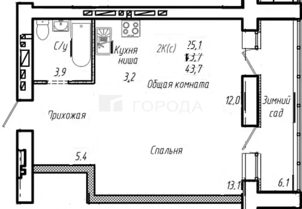 2-к кв. Алтайский край, Барнаул ул. Смирнова, 94А (43.7 м) - Фото 2