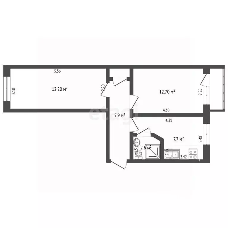 2-к кв. Крым, Феодосия ул. Энгельса, 35 (41.7 м) - Фото 2