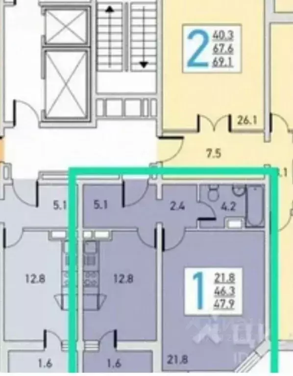 1-к кв. Московская область, Долгопрудный Новый бул., 7 (47.0 м) - Фото 0