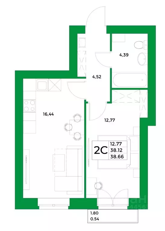 1-к кв. Башкортостан, Уфимский район, Зубовский сельсовет, с. Зубово ... - Фото 1