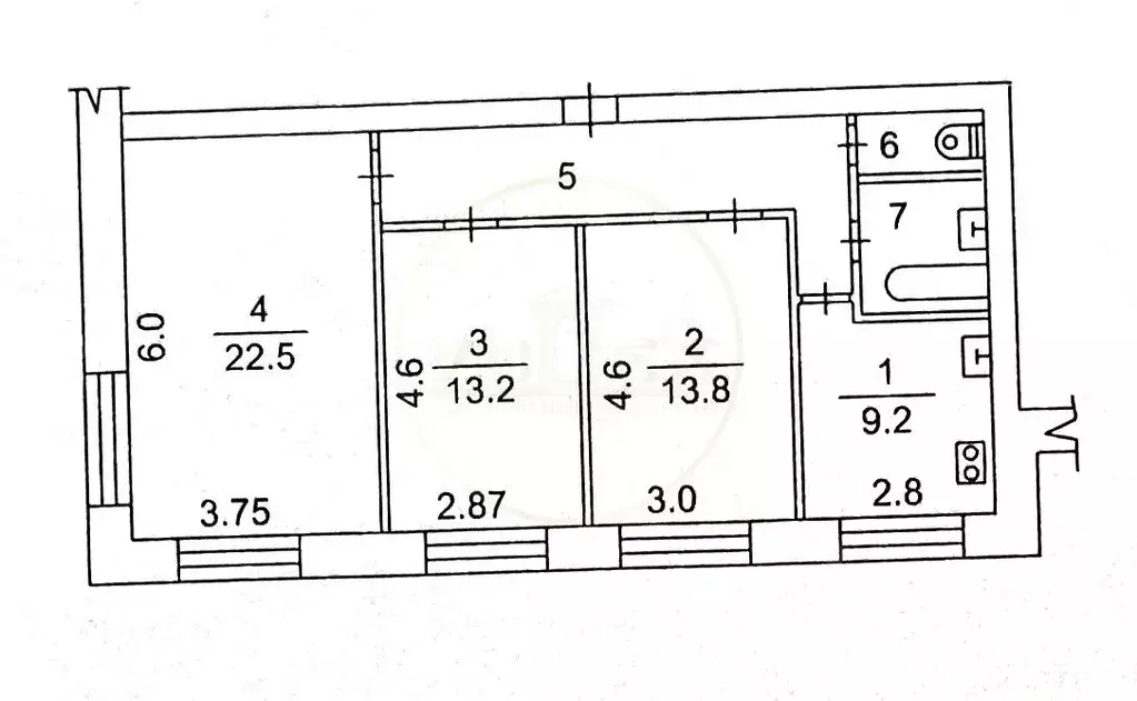 3-к кв. Томская область, Томск ул. Усова, 25В (73.8 м) - Фото 1