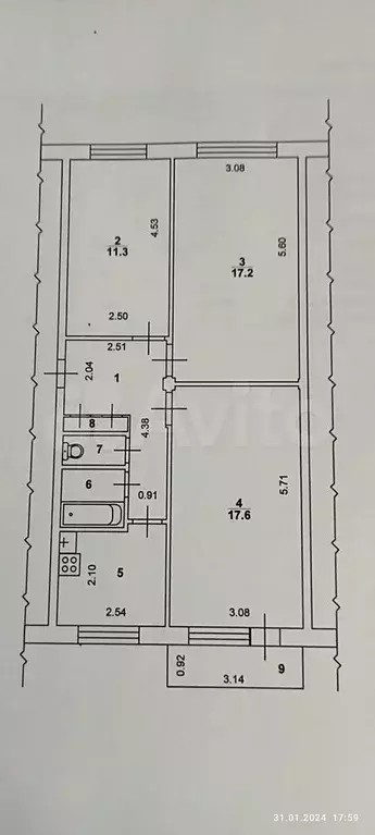 3-к. квартира, 63 м, 5/5 эт. - Фото 0