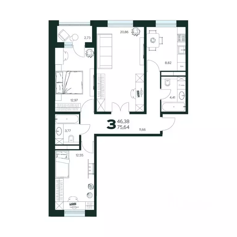 3-к кв. Московская область, Химки Сходня мкр, Первомайская ул., ... - Фото 1