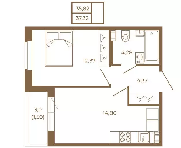 1-комнатная квартира: Сертолово, Златоглавая улица, 2к2 (37.32 м) - Фото 1