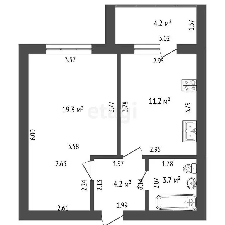 1-комнатная квартира: Мариинский, Хвойная улица, 14 (38.4 м) - Фото 0