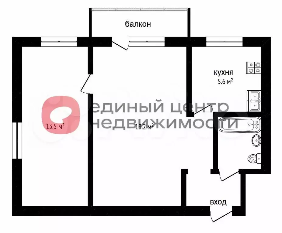 2-к. квартира, 43 м, 5/5 эт. - Фото 0