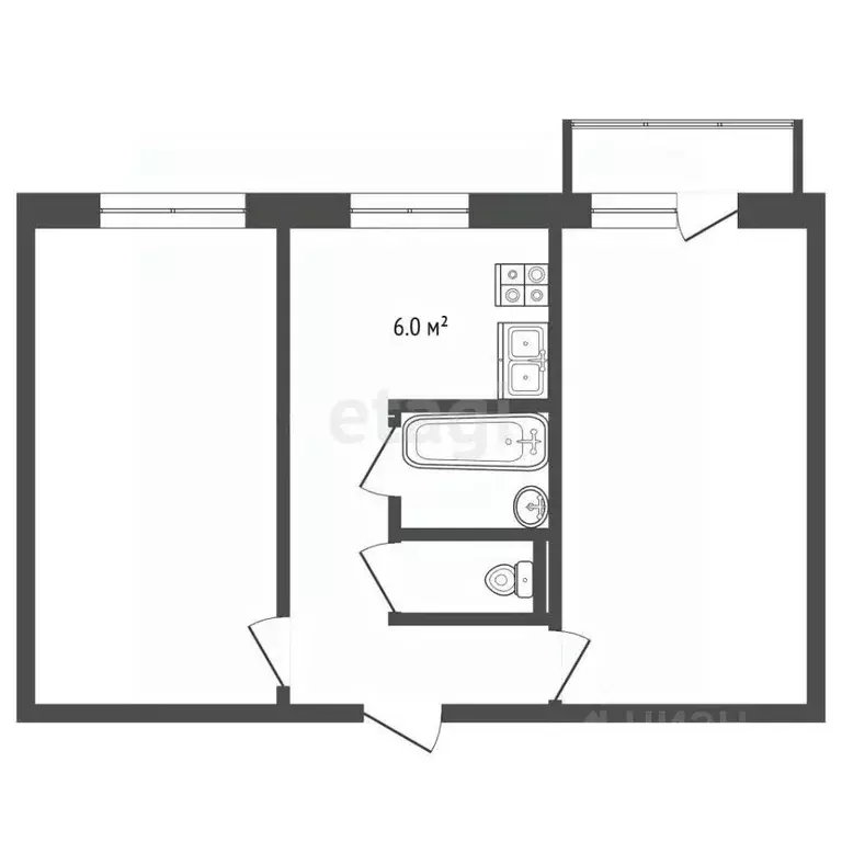 2-к кв. Архангельская область, Архангельск ул. А.О. Шабалина, 32 (44.6 ... - Фото 2