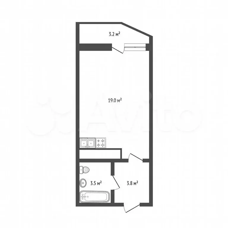 Квартира-студия, 26,3 м, 6/25 эт. - Фото 0